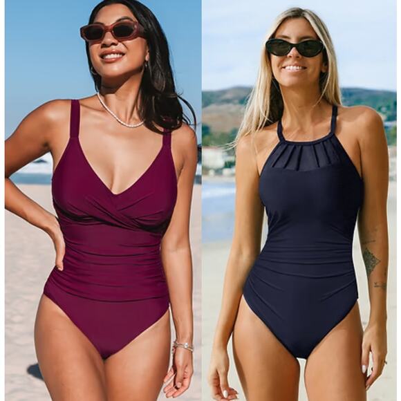 NWT Cupshe One Piece Swimsuit Cutout Tummy Control One Piece Swimsuit BUNDLE XL - Picture 1 of 7